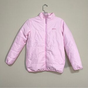 Girls Lands Ends Pink‎ Puffer Full Zip Jacket Sz L(10-12)